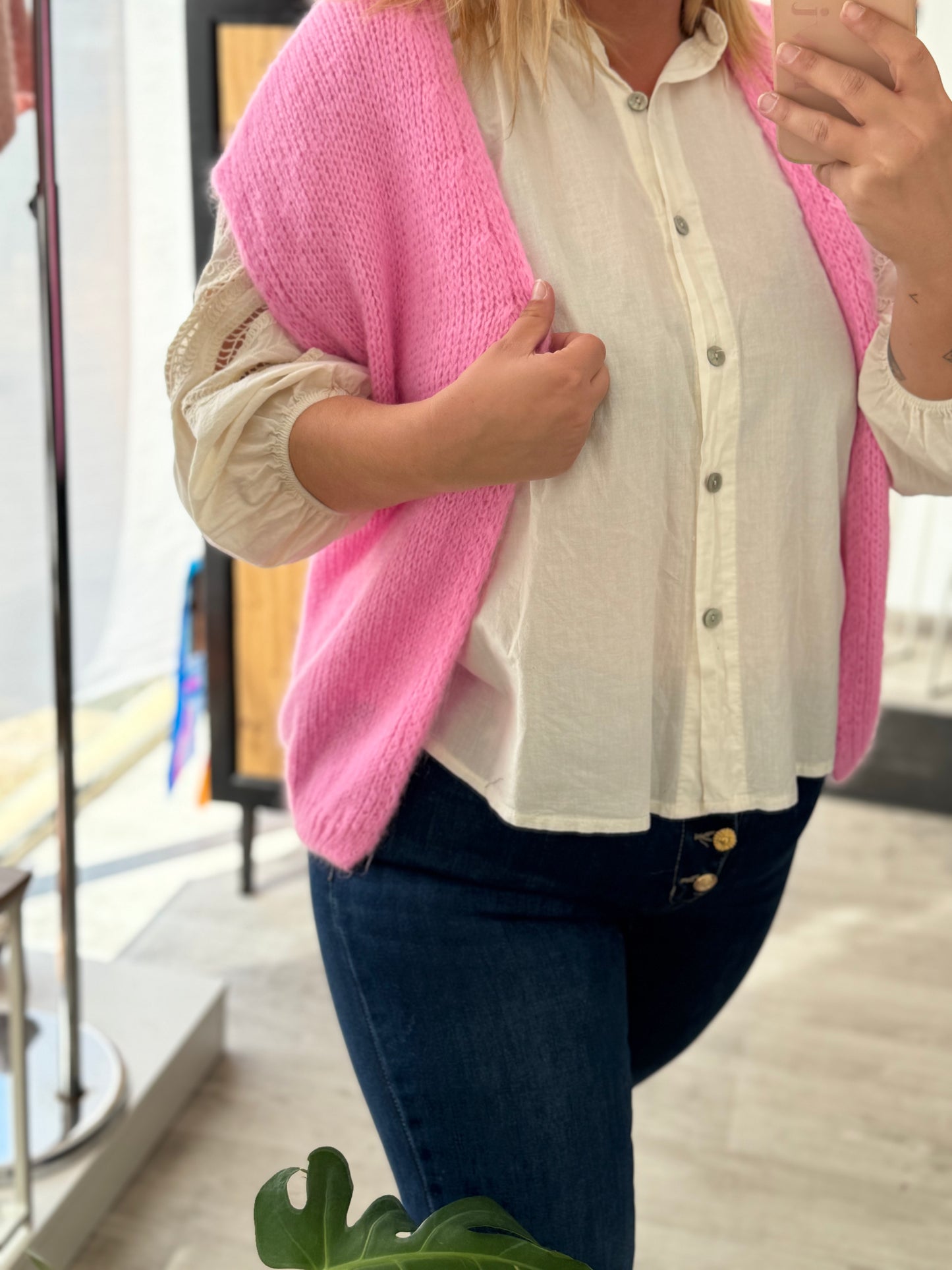 Gilet sans manches rose – Taille unique 34-46