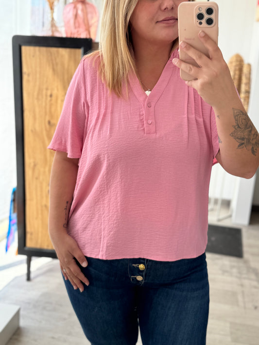 Chemisier fluide femme rose, tailles S à L