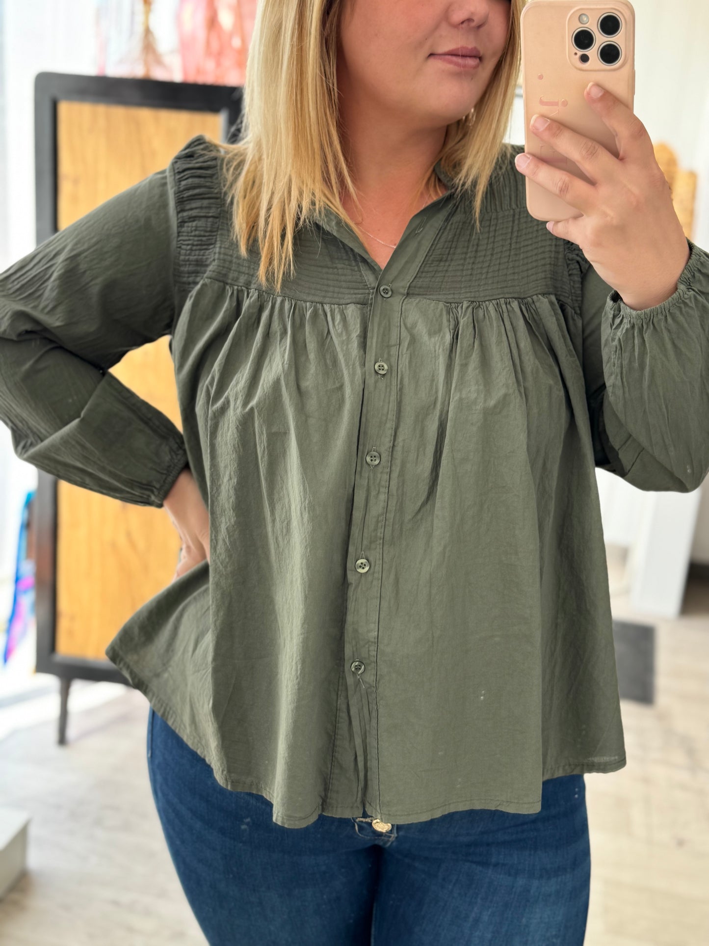 Blouse manches longues en coton (2 couleurs)