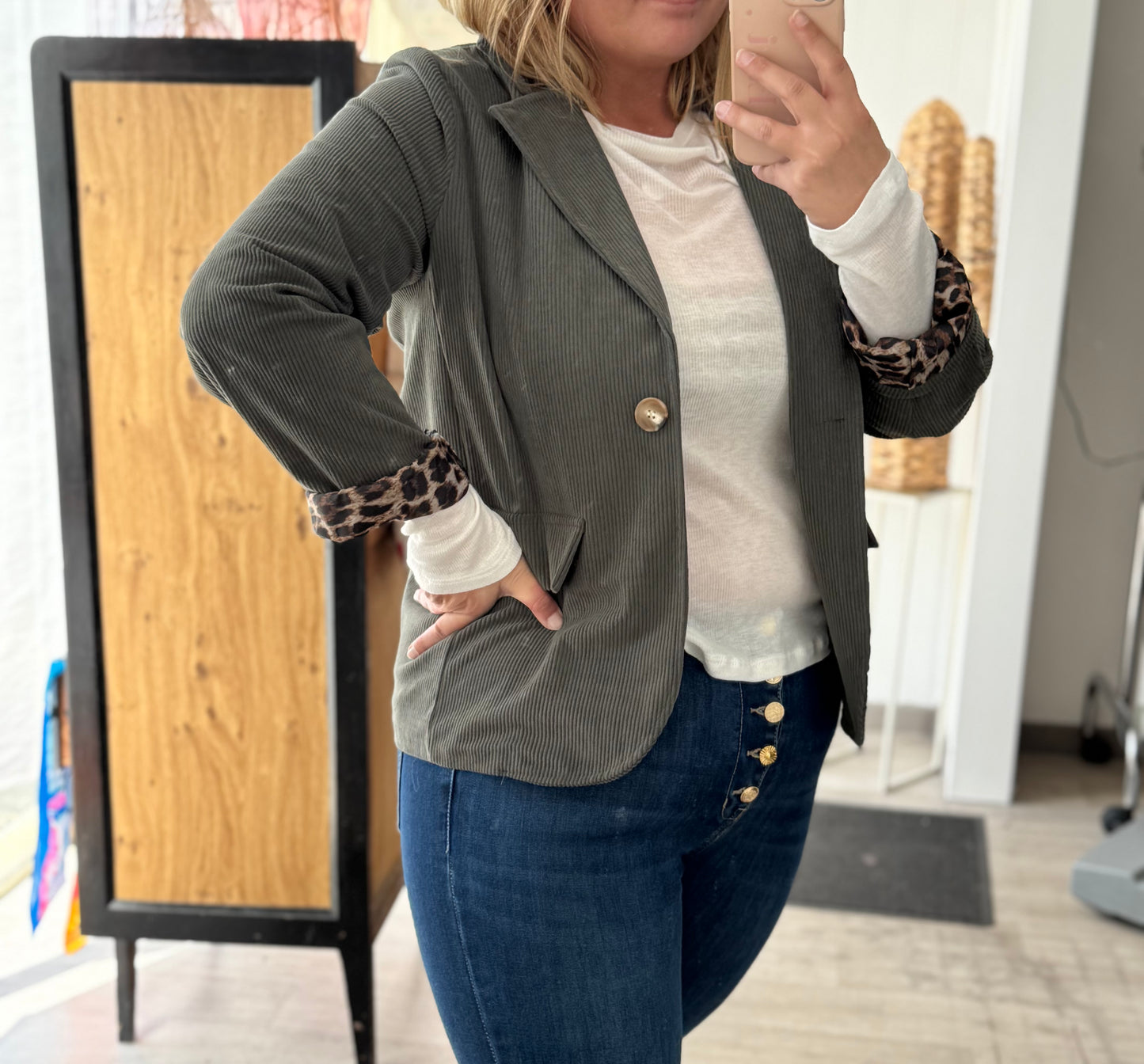 Veste en velours motif léopard (4 couleurs)