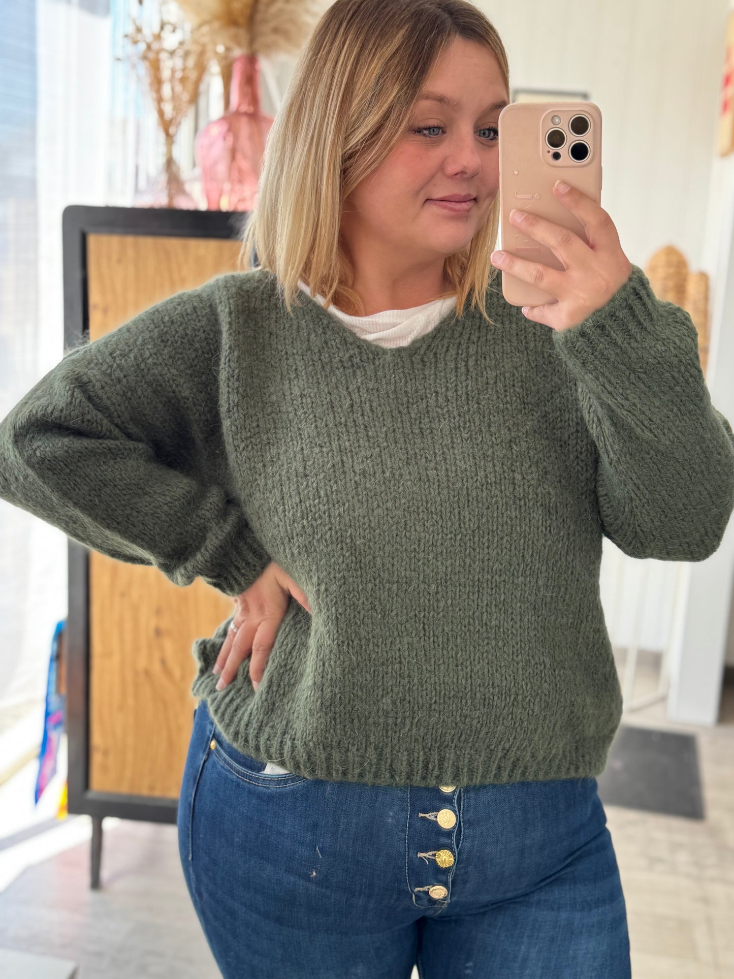 ⭐️Pull Rosalie Marie Ile de Ré kaki – taille unique du 34 au 46