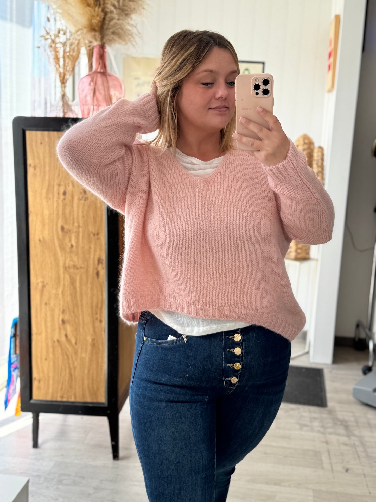 ⭐️Pull Audrey Marie Île de Ré rose poudré – taille unique 34 à 46