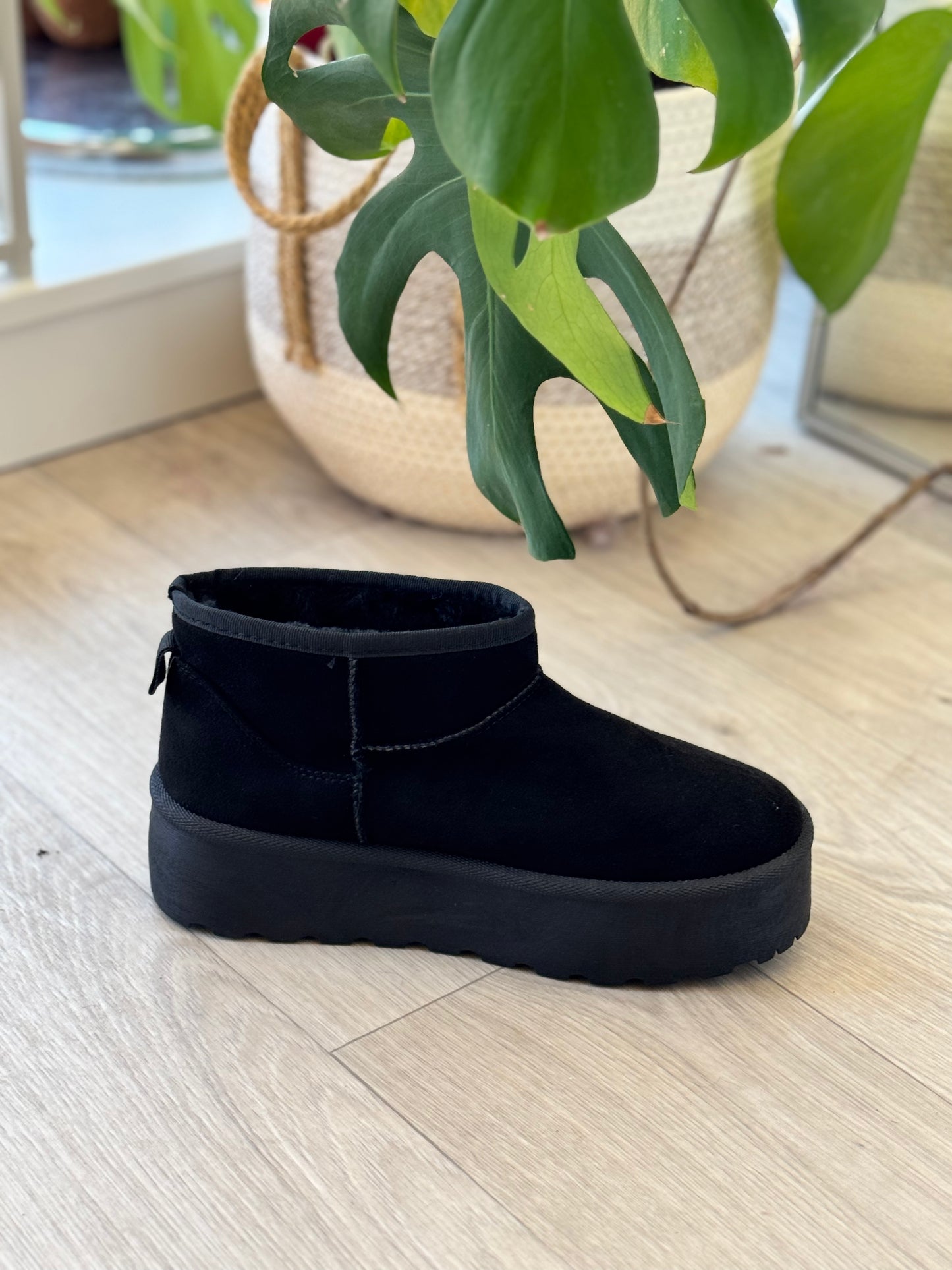 Bottines noires fourrées compensées | CMONDRESSING