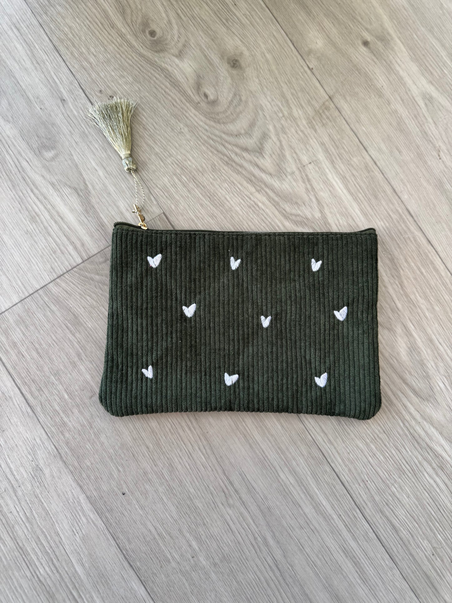 Grande pochette effet velours coeurs