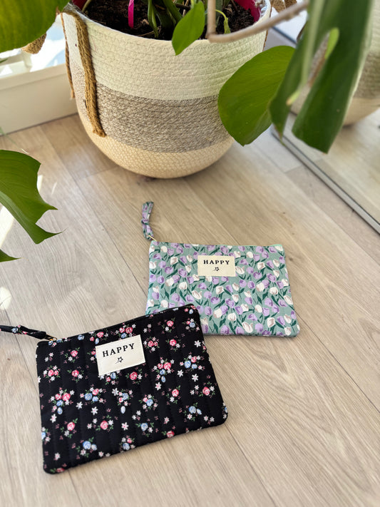 Grande pochette effet velours Happy (2 modèles)