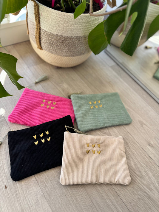 Grande pochette effet velours coeurs (4 modèles)