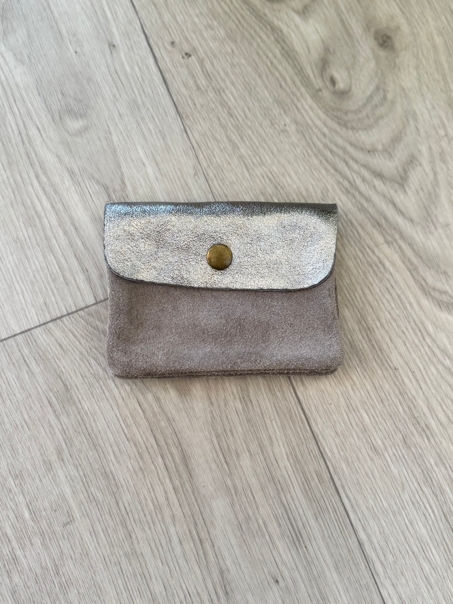 Petit porte-monnaie à rabat bi-matière 11x8,5 cm