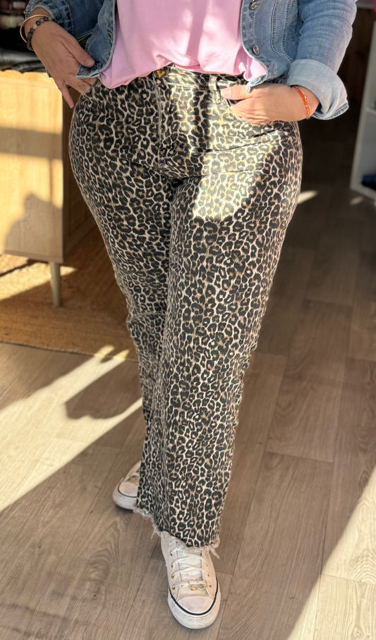 Jean imprimé léopard Wide leg – Du 36 au 44