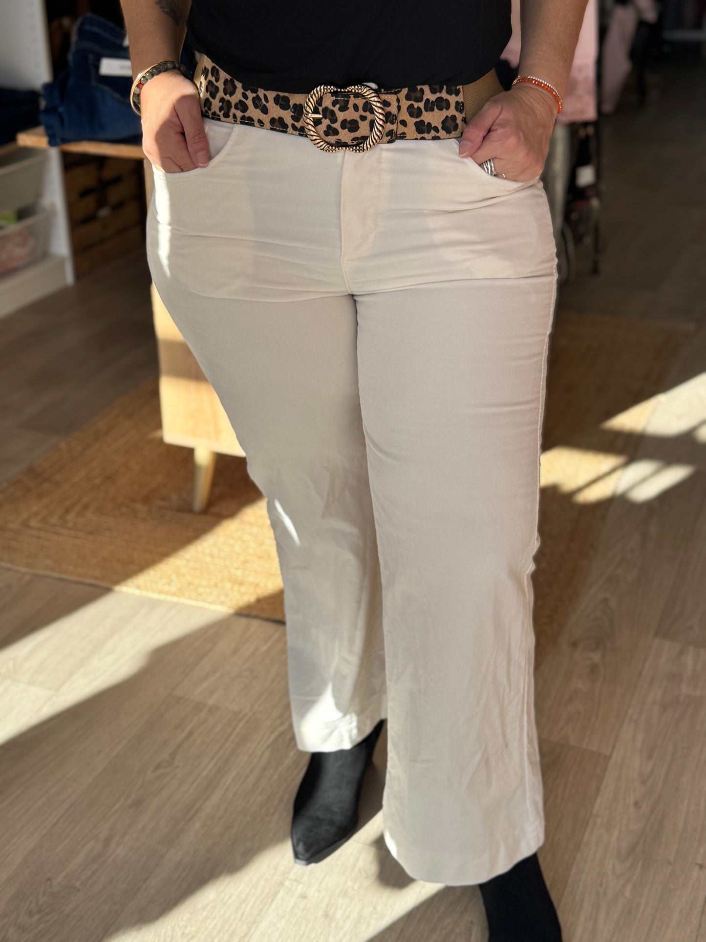 Pantalon écru effet velours – Taille unique 34/42