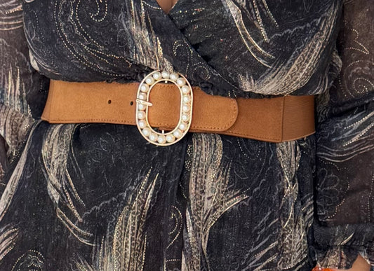 Ceinture élastique dorée avec perle TU 34-46