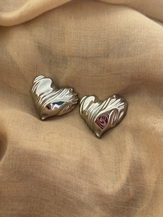 Boucles d’oreilles coeurs en acier inoxydable (2 couleurs)