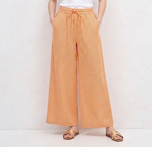 Pantalon coupe droite large vichy - Taille unique 36-44 (4 couleurs)