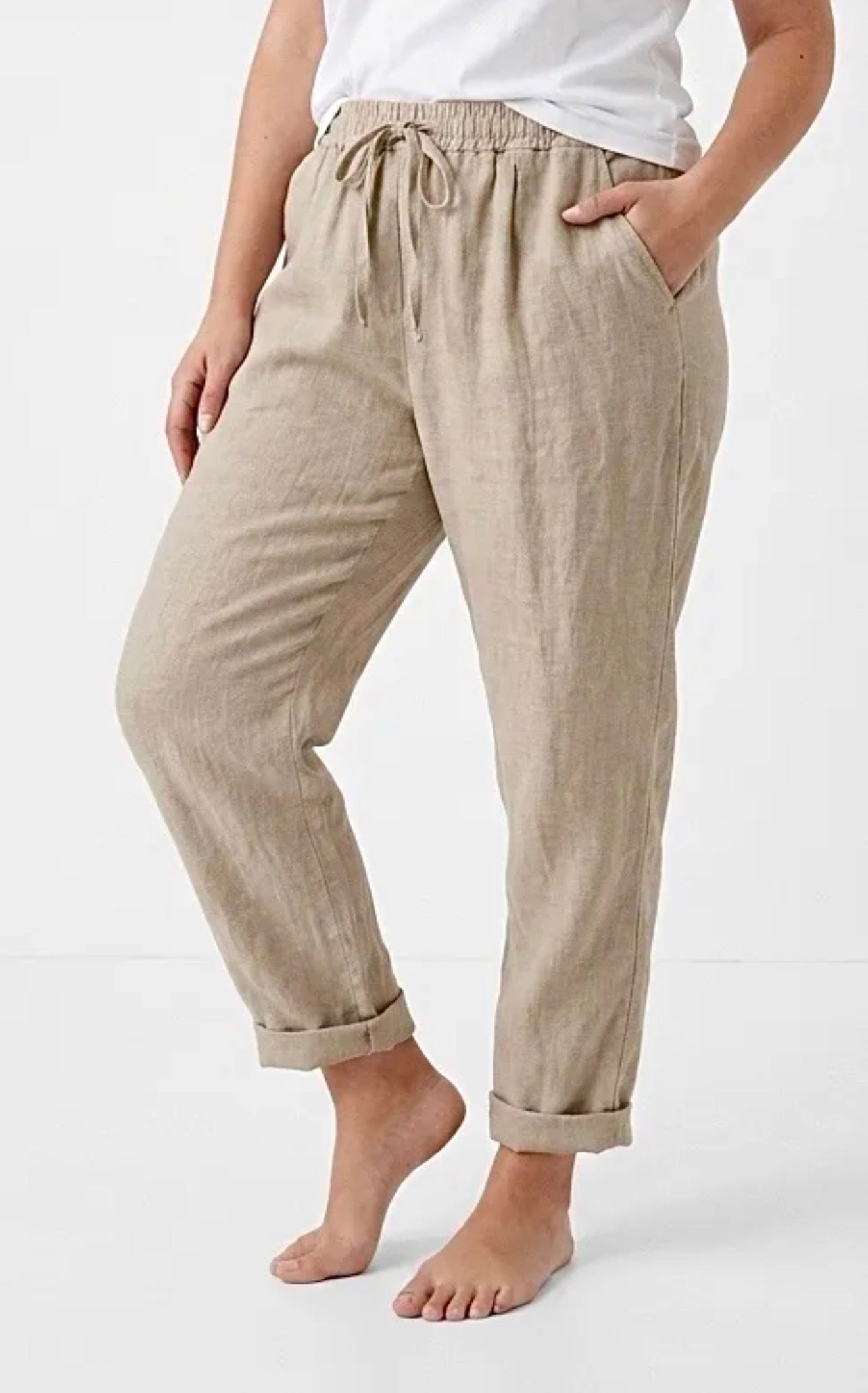 Pantalon en lin beige - Taille unique 36-42