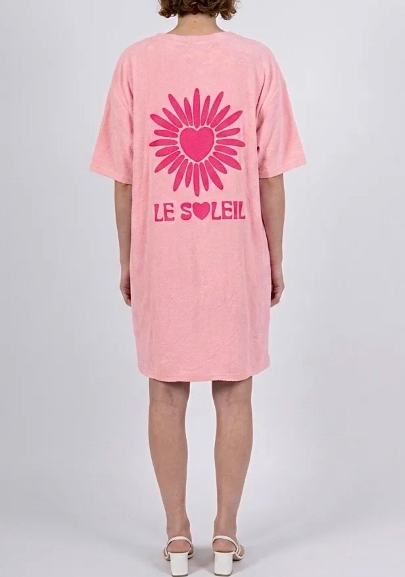 Robe courte rose matière éponge « LE SOLEIL » - Taille unique 36-44