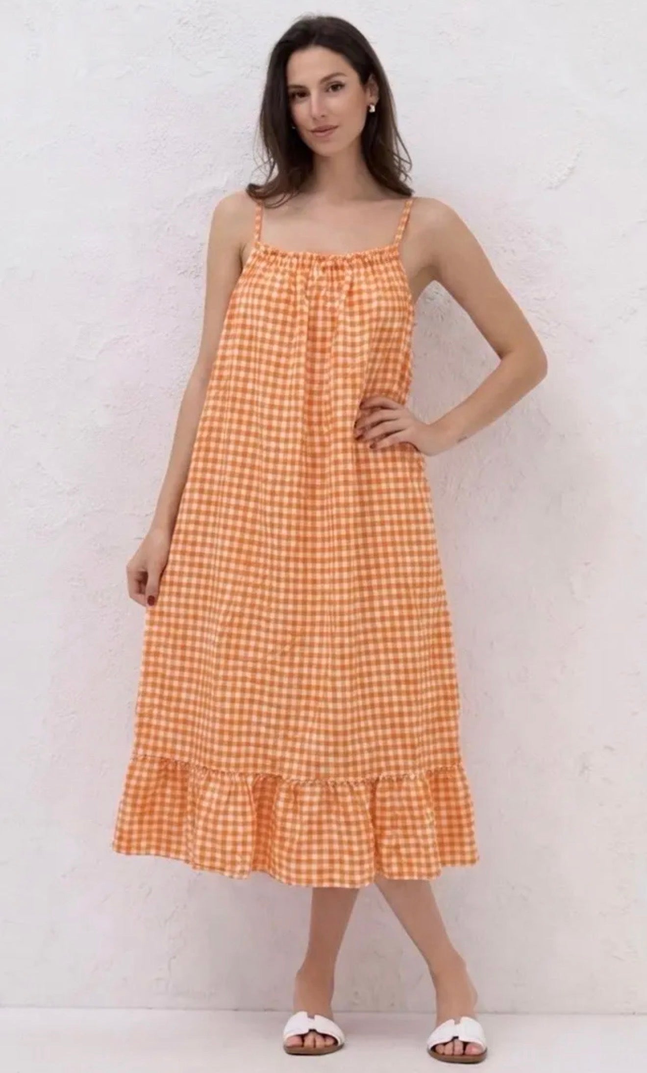 Robe maxi fines bretelles vichy - Taille unique 36-44 (3 couleurs)