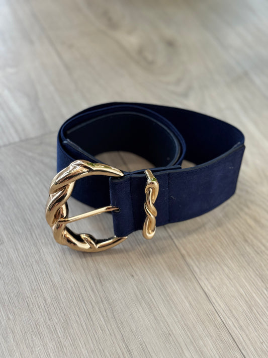 Ceinture élastique bleu marine boucle dorée TU 34-46