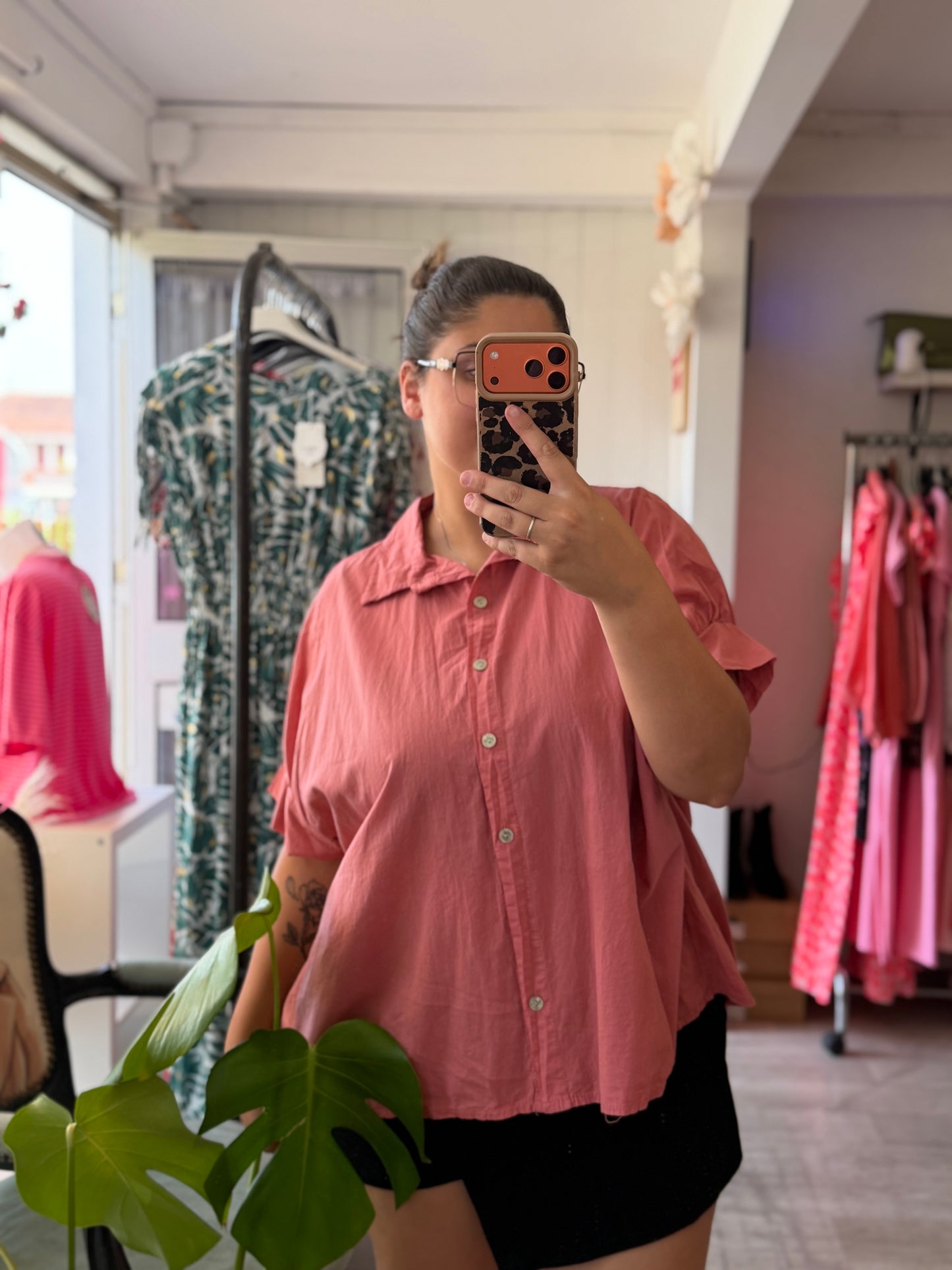 Chemise ample rose - Taille unique 36-46