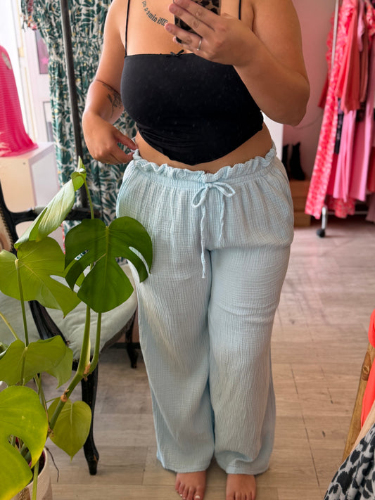 Pantalon en gaze de coton – Taille unique 36-46 (2 couleurs)