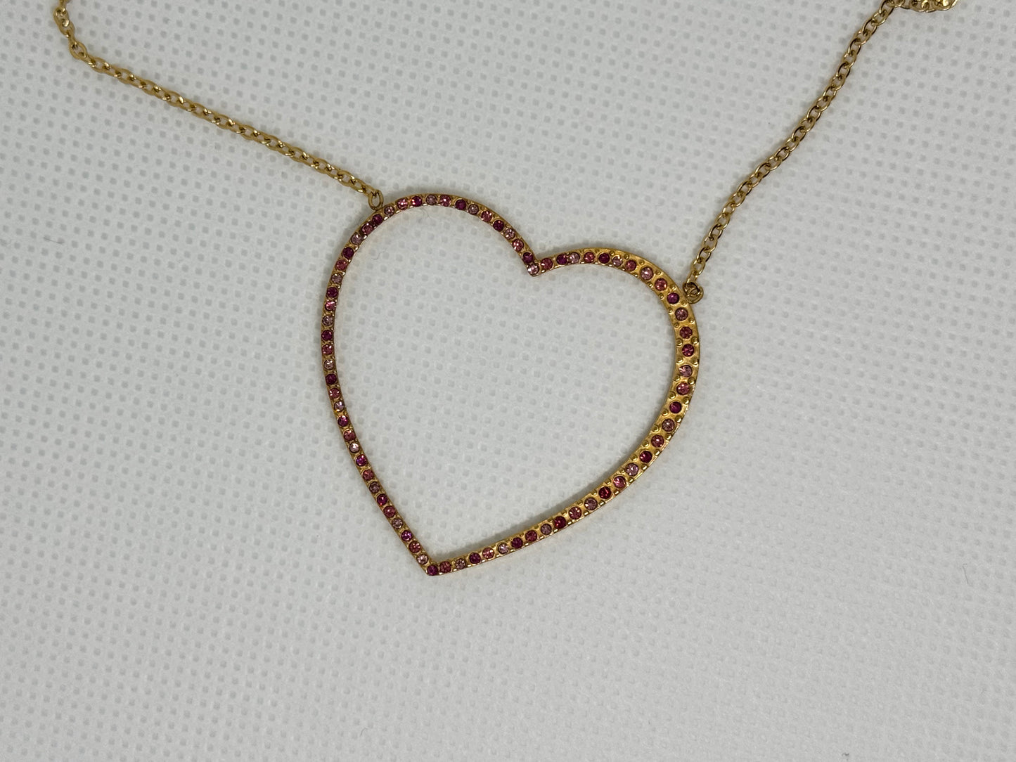 Collier cœur strass – 46 cm (2 couleurs)