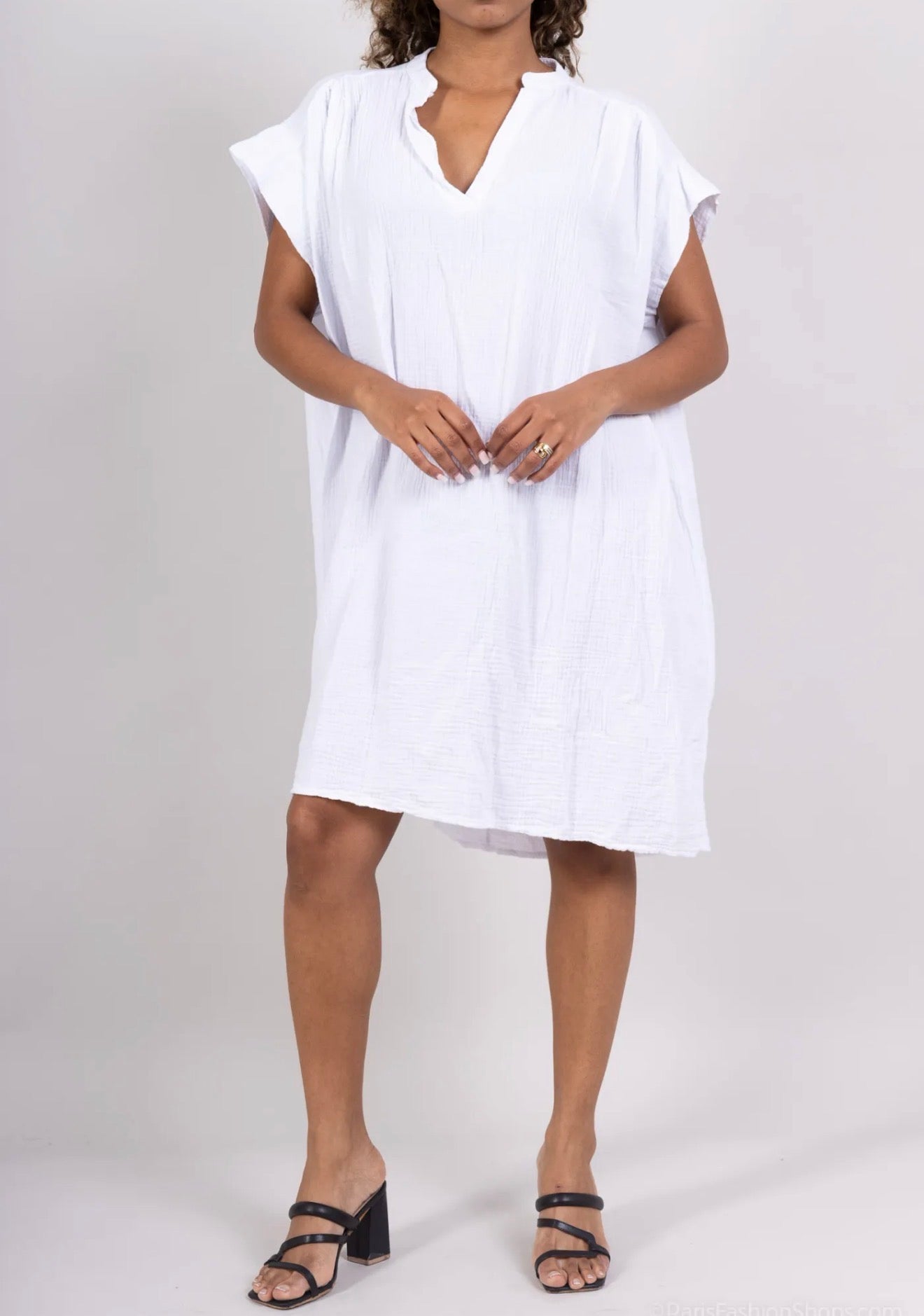 Robe courte gaze de coton - Taille unique 36-48 (2 couleurs)