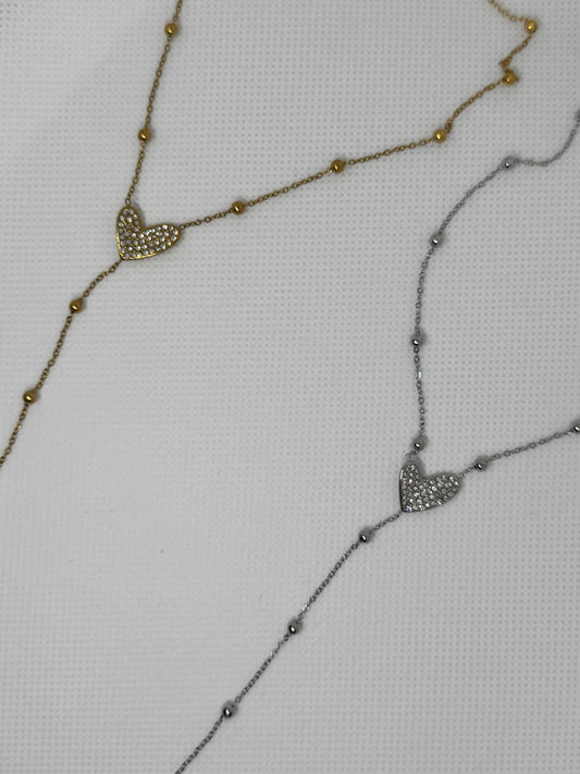 Collier avec cœur – Doré ou argenté – 47 cm