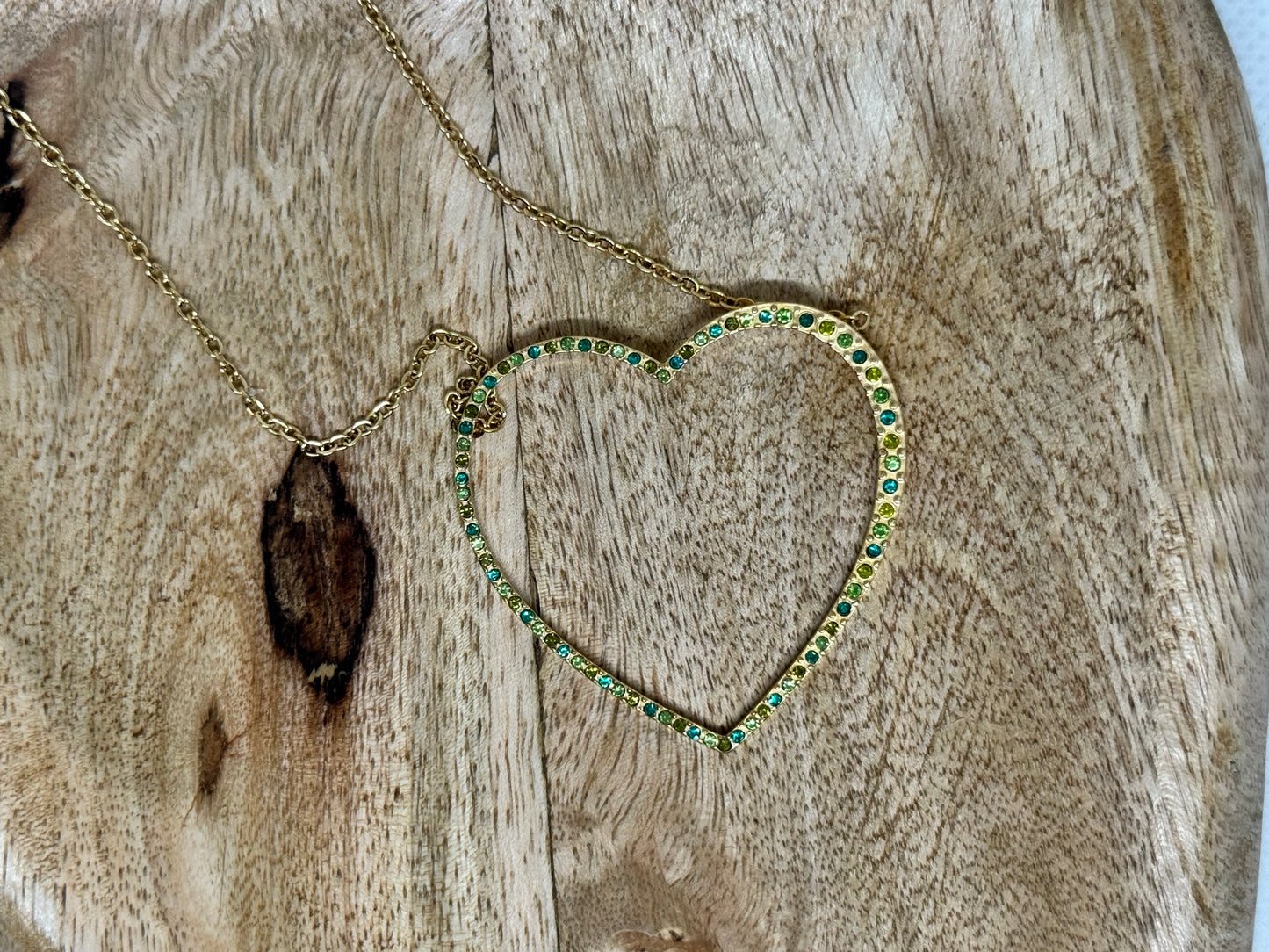 Collier cœur strass – 46 cm (2 couleurs)