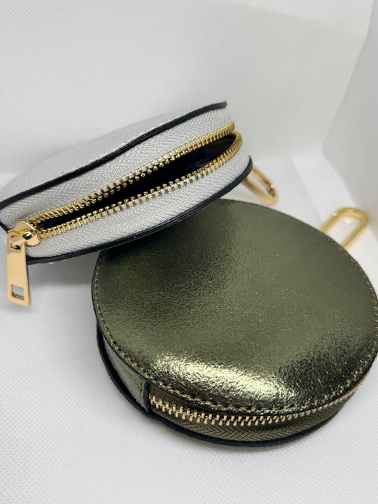 Porte-monnaie rond en cuir (2 couleurs)