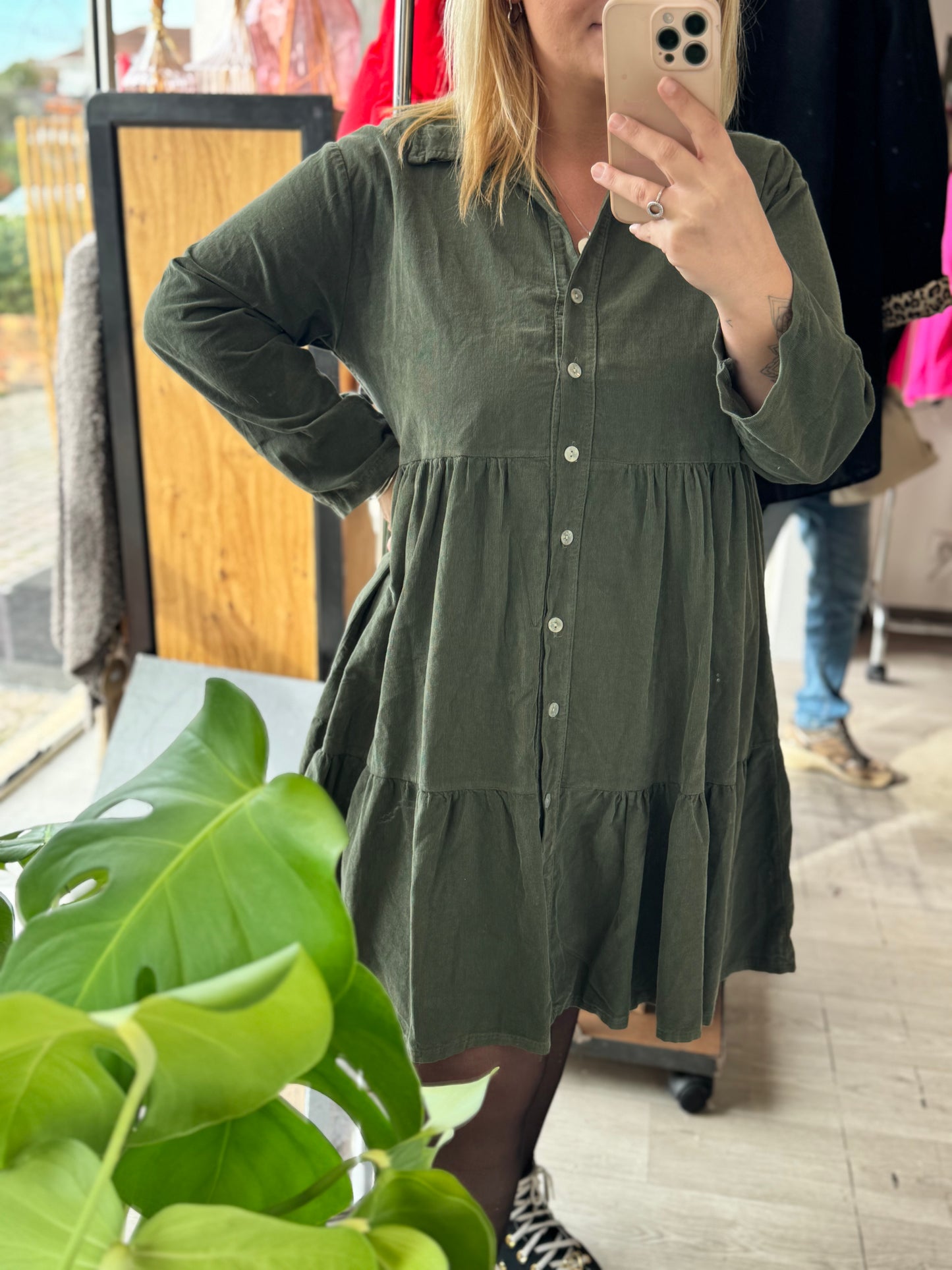 Robe chemise large effet velours – Taille unique 34-44 – 100 % coton