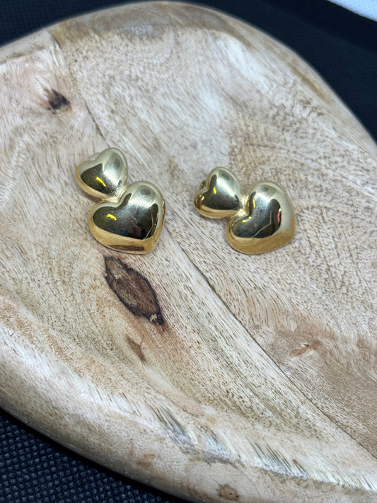 Boucles d’oreille double cœur