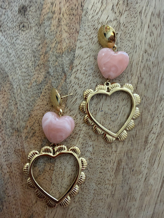 Boucle d'oreille coeurs pendantes (3 couleurs)