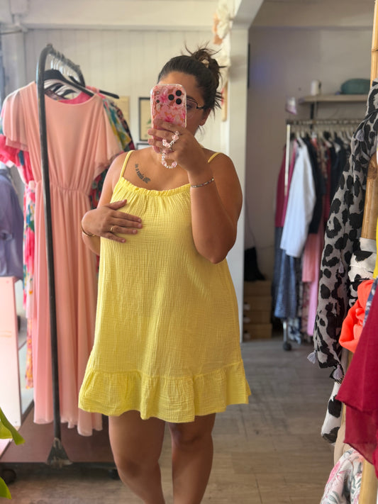Robe courte en gaze de coton - Taille unique 36-44/46 (3 couleurs)
