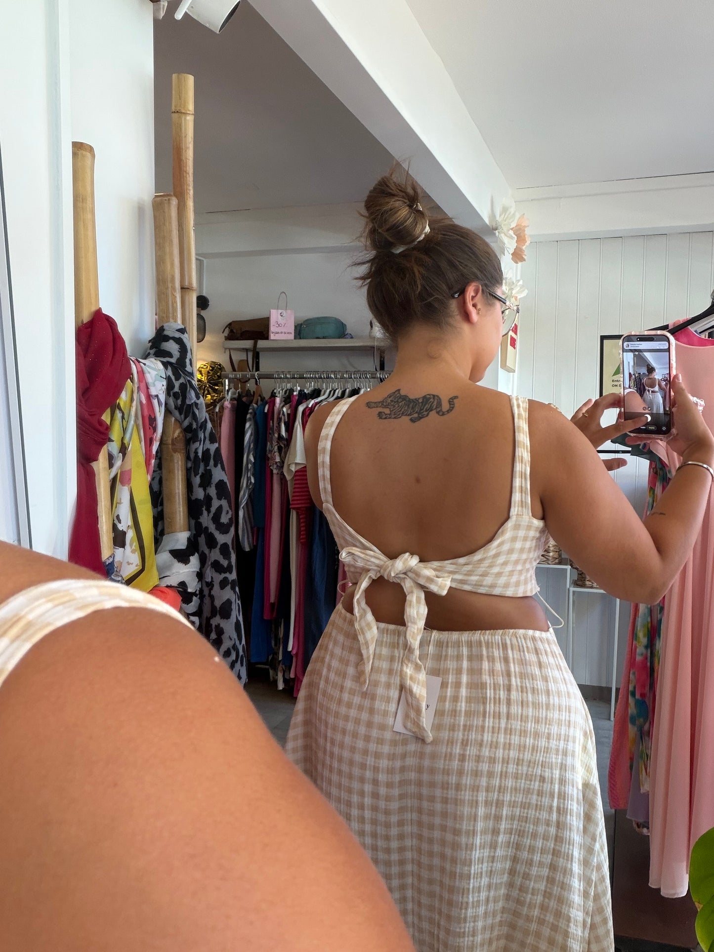 Robe longue vichy noeud au dos - Taille unique 36-44