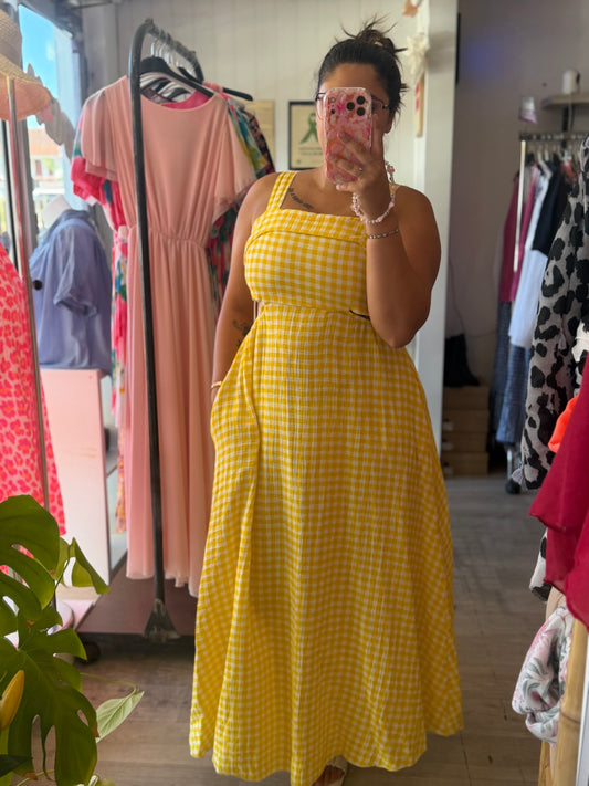 Robe longue vichy noeud au dos - Taille unique 36-44