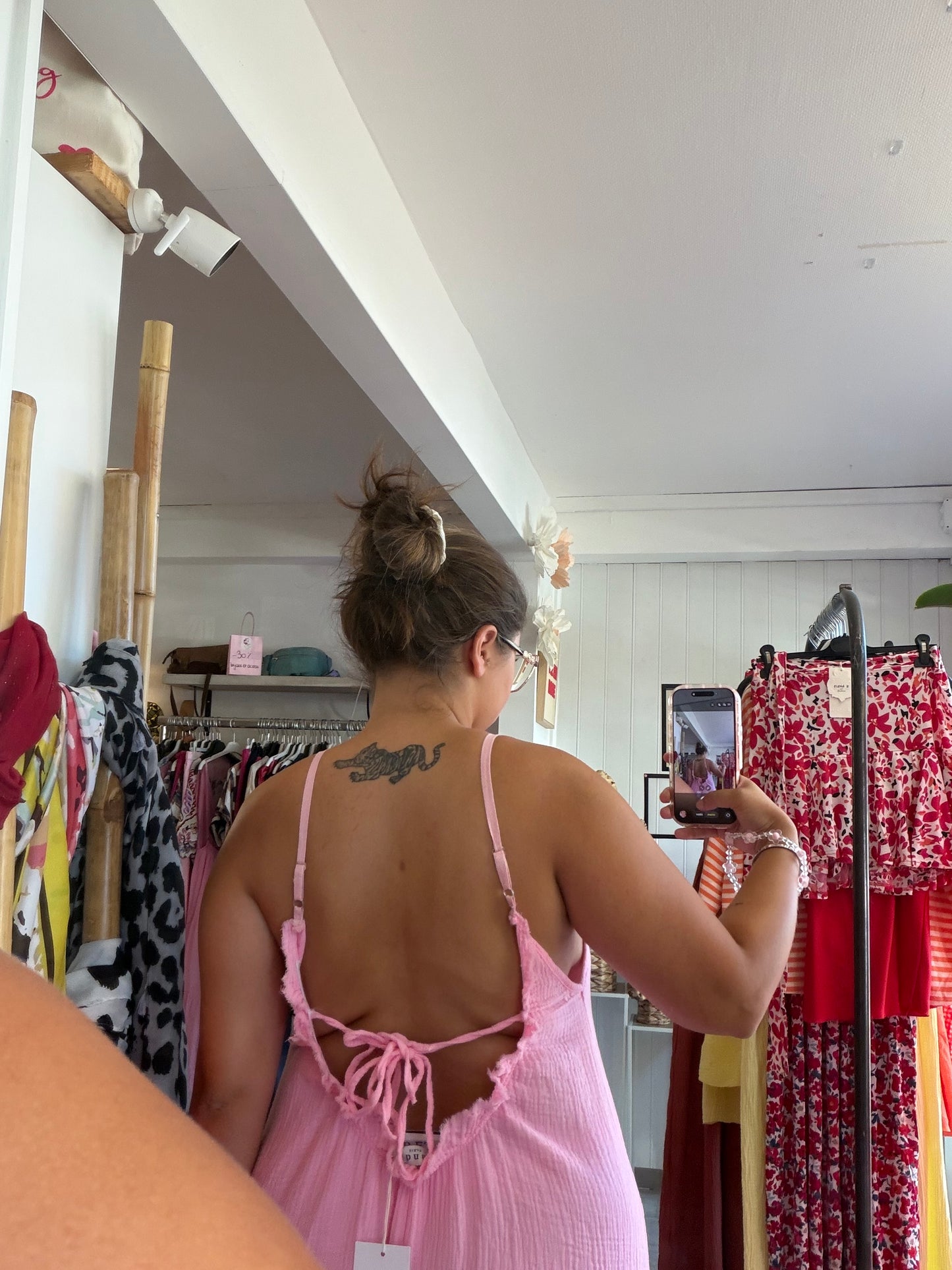 Robe longue dos nu en gaze de coton - Taille unique 36-46/48 (3 couleurs)