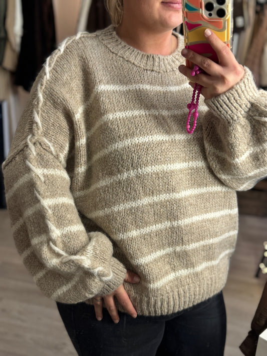 Pull rayé col rond – Taille unique 36-46