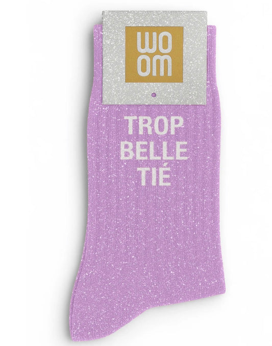 Chaussettes à paillettes "Trop belle tié" - TU 36/40