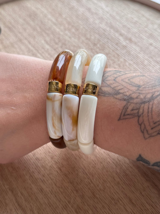 Bracelet résine beige doré