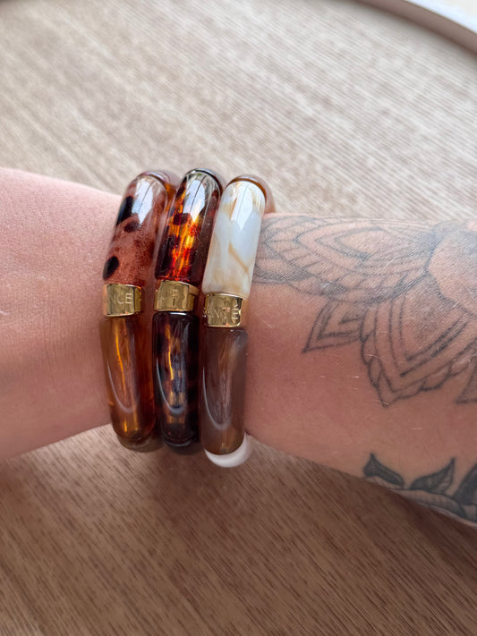 Bracelet en résine choco dorée