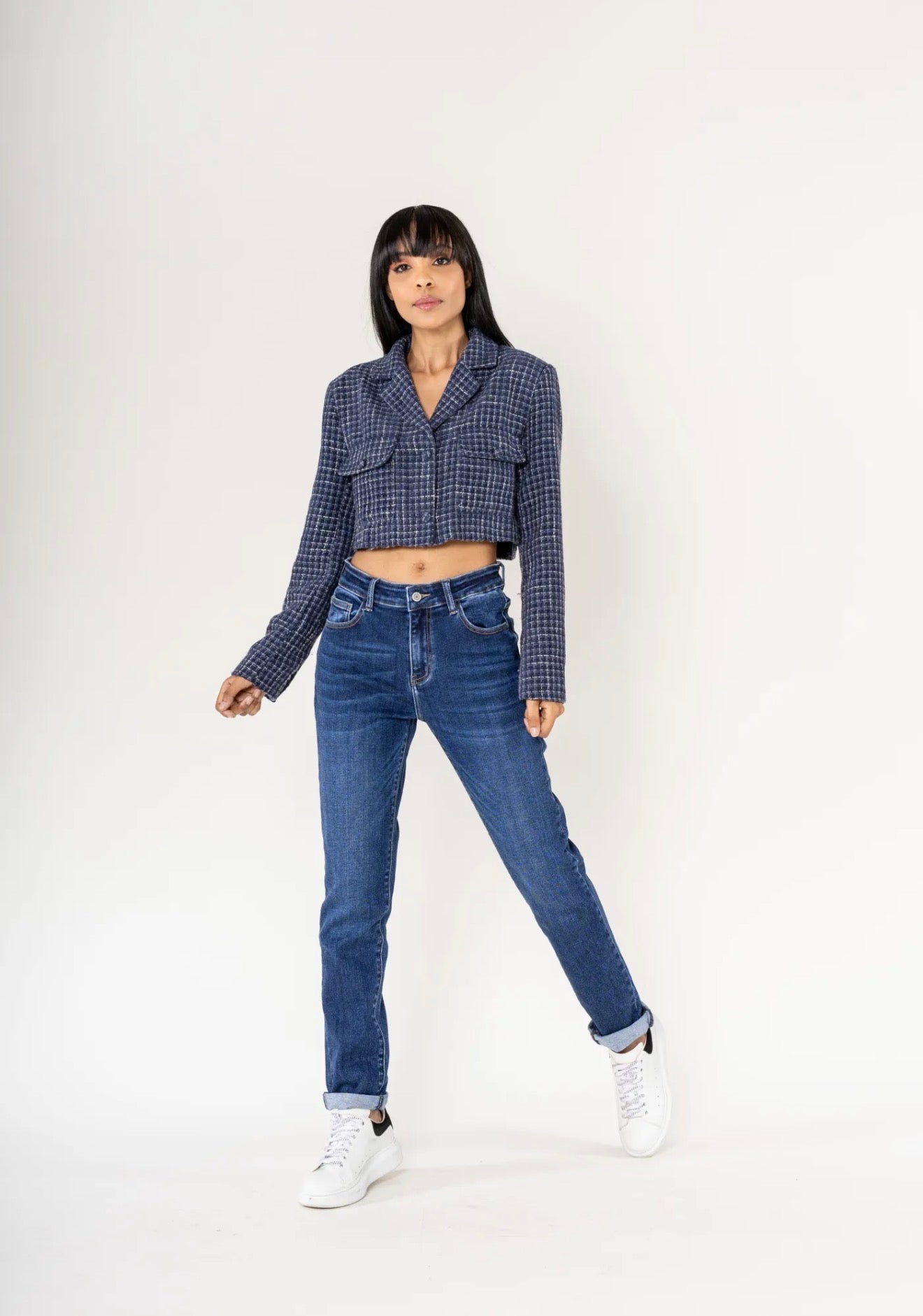 Jean Mom droit taille haute bleu foncé - Du 34 au 44 - Nina Carter