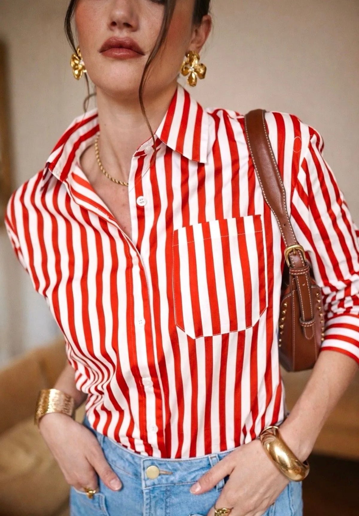 Chemise à rayures rouge - Du S au XL
