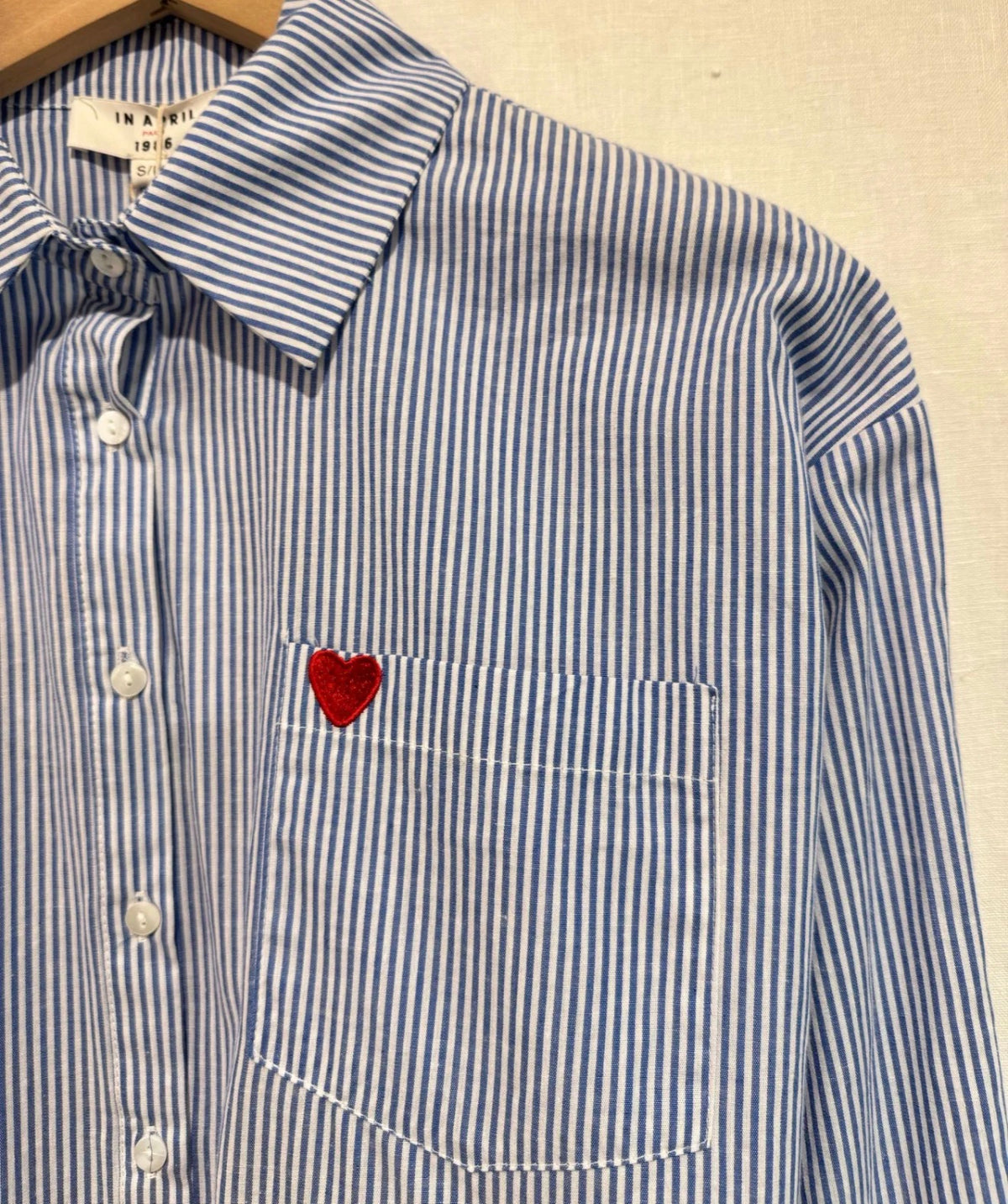 Chemise à rayures bleu coeur rouge - Du S au L