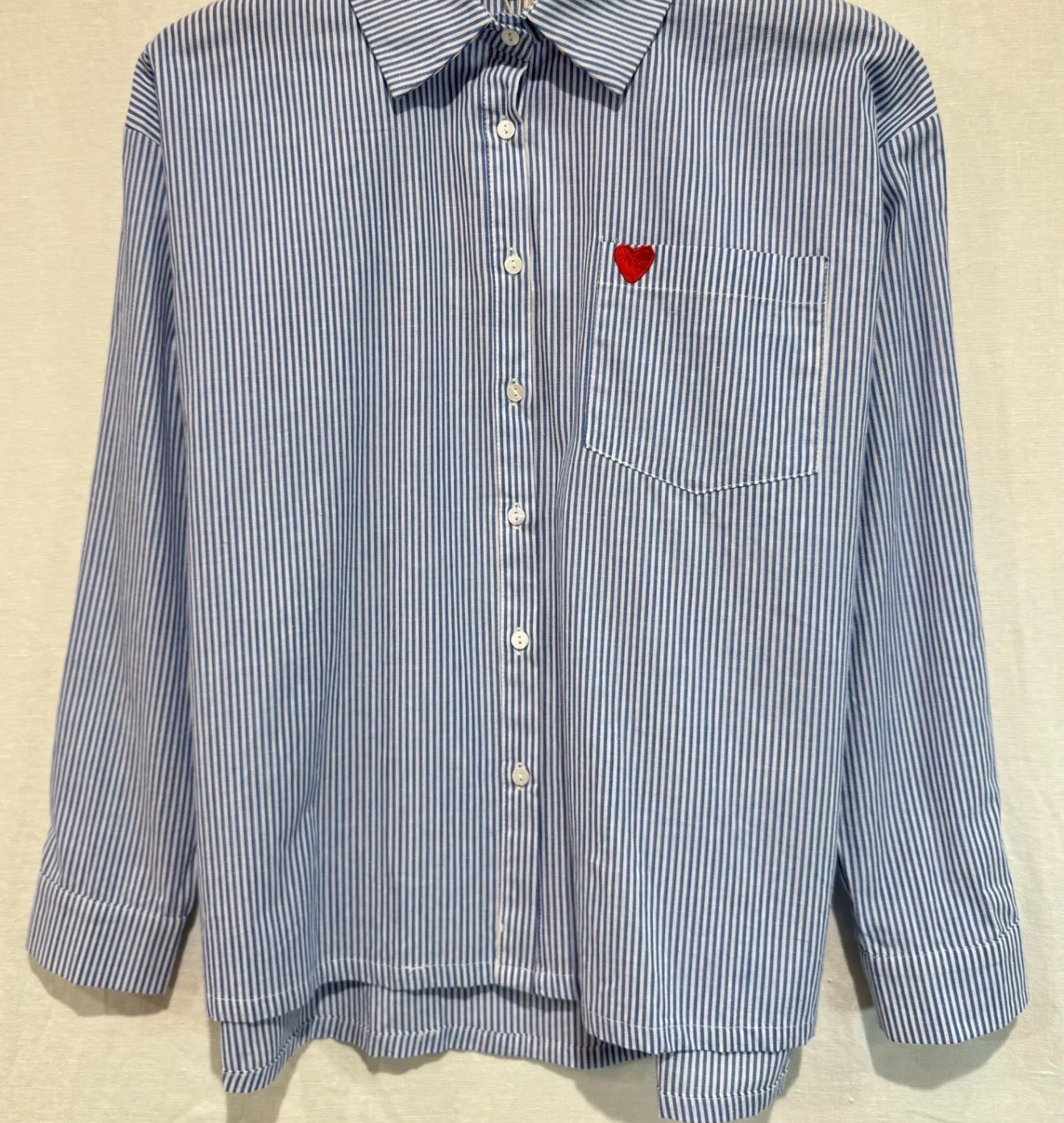 Chemise à rayures bleu coeur rouge - Du S au L