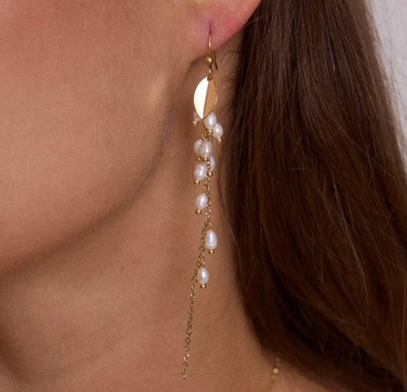 Boucles d'oreilles pendantes perles d'eau douce