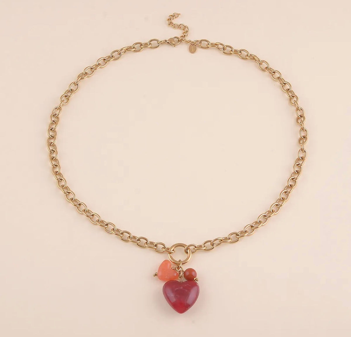 Collier double coeur en résine (2 couleurs)