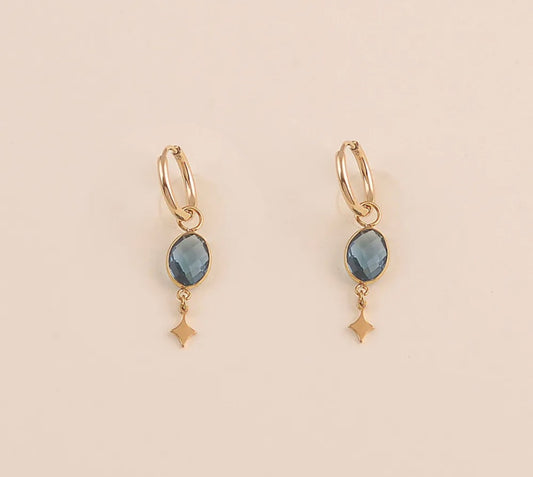 Créoles cristal ovale et étoile (3 couleurs)
