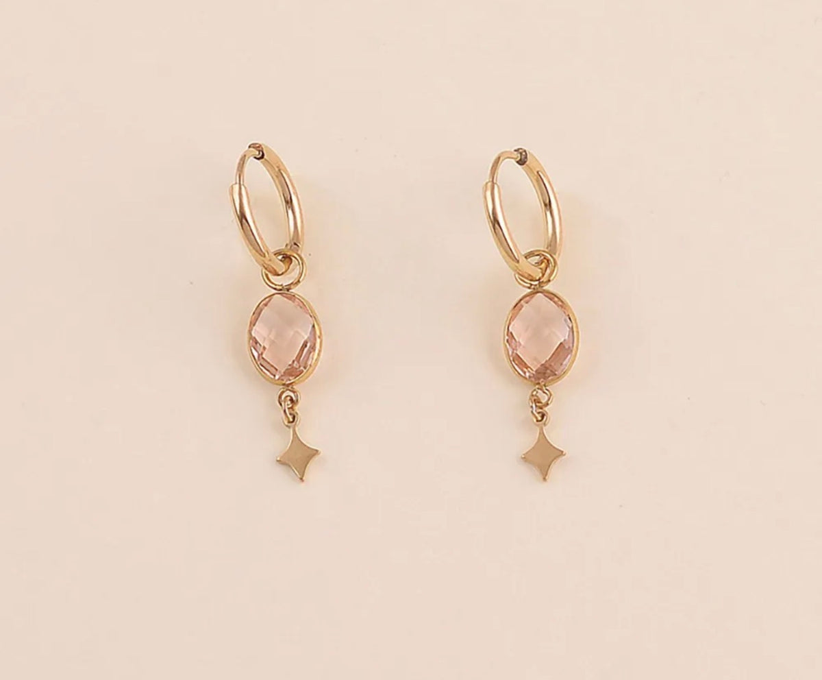 Créoles cristal ovale et étoile (3 couleurs)