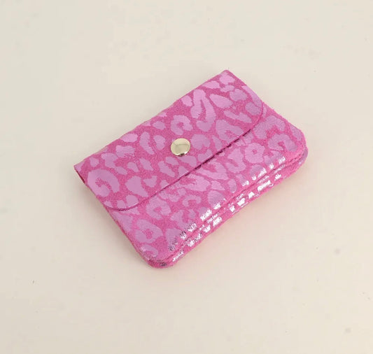 Petit porte monnaie Léopard rose