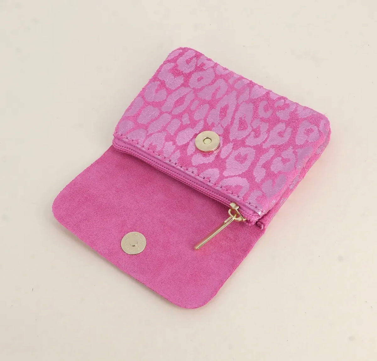 Petit porte monnaie Léopard rose