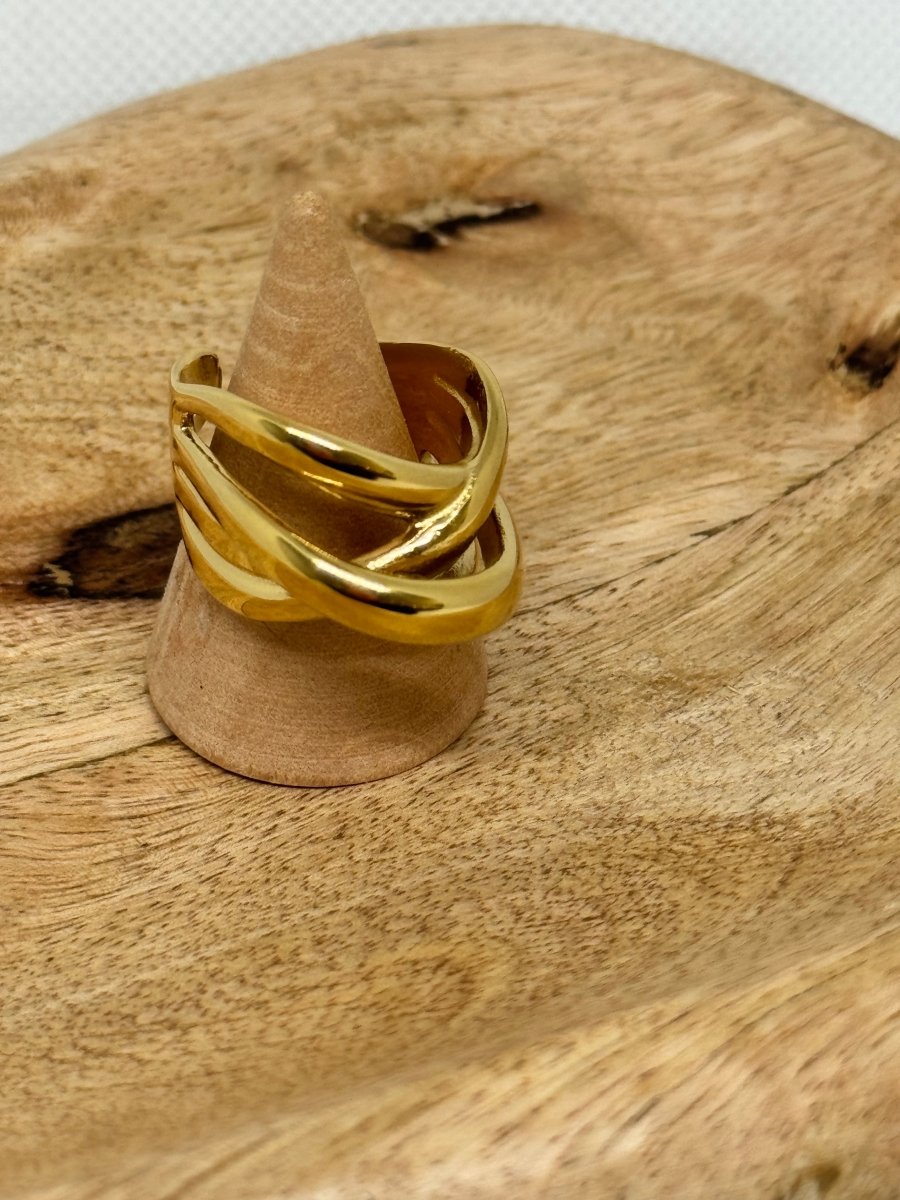 Bague dorée croisée – Réglable - C MON DRESSING