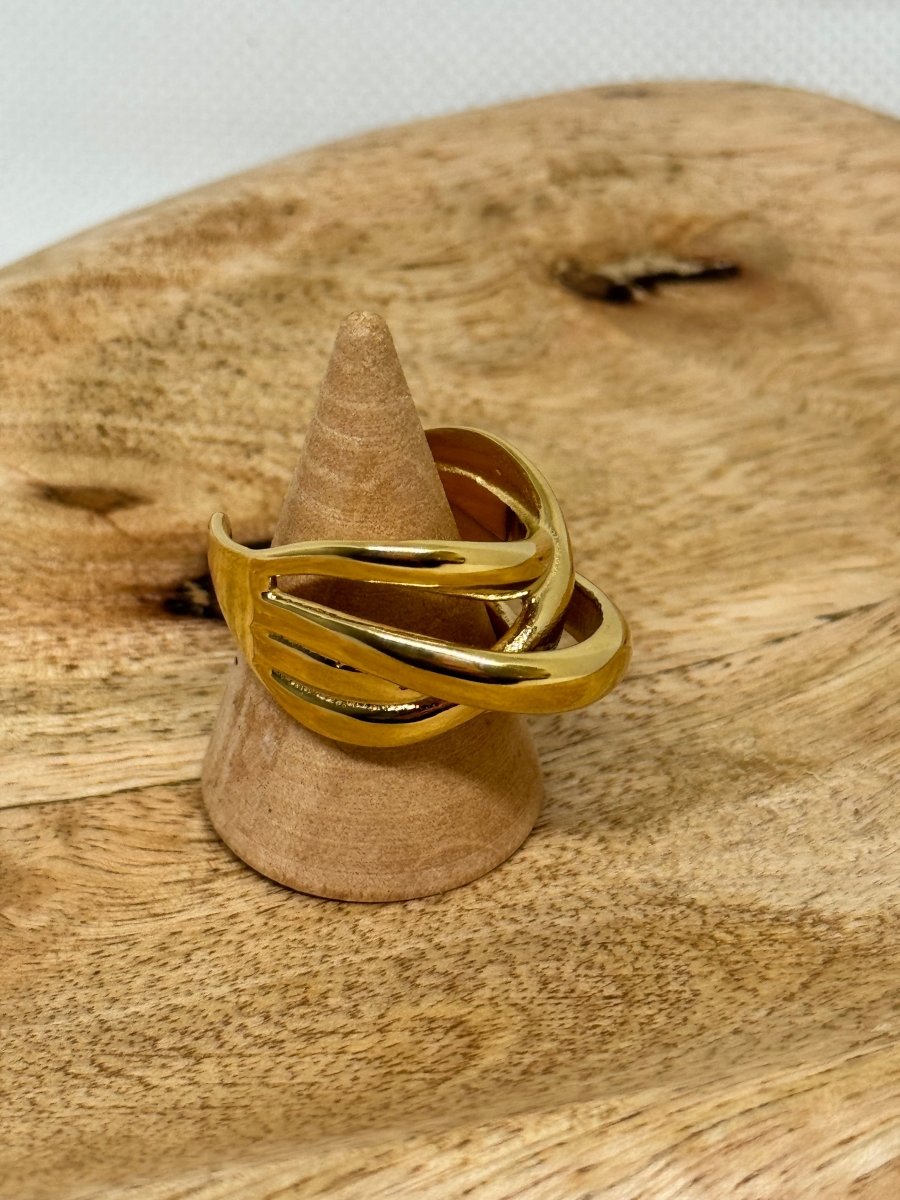 Bague dorée croisée – Réglable - C MON DRESSING